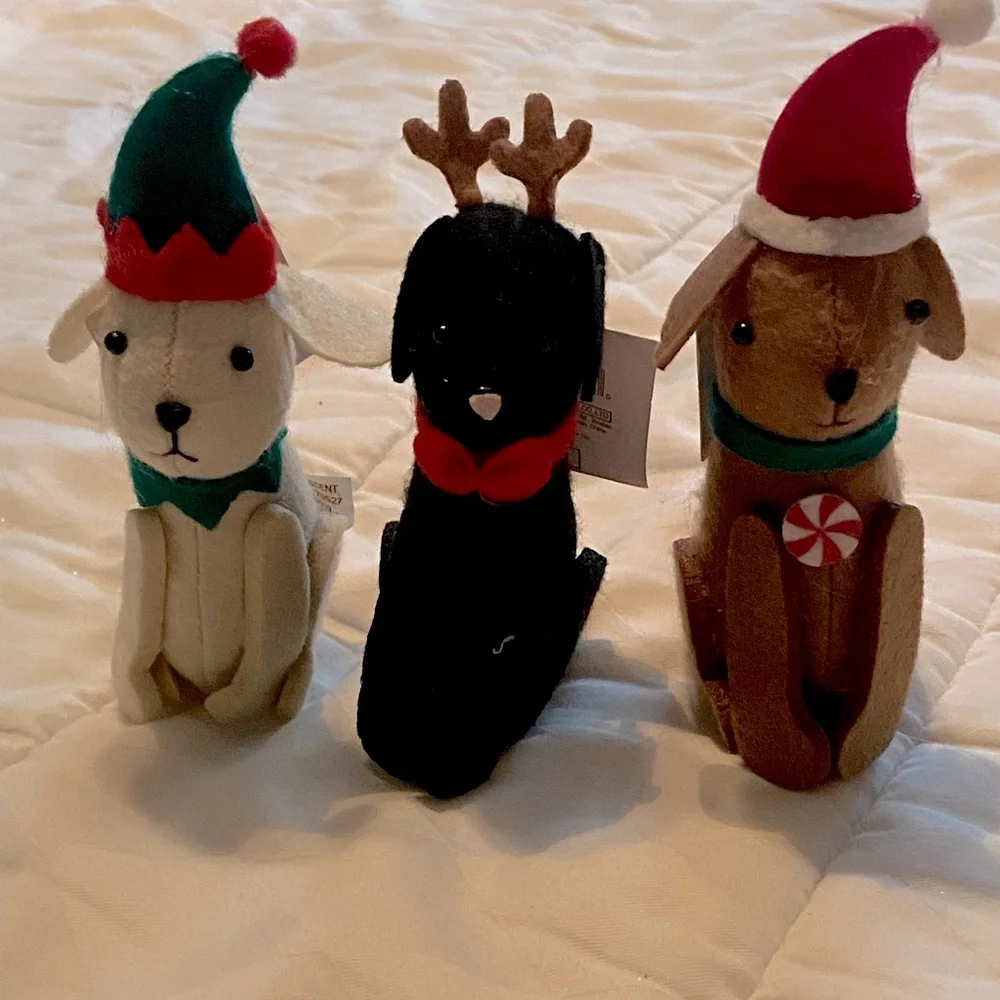 Target Bullseye Playground set of small Christmas dogs.